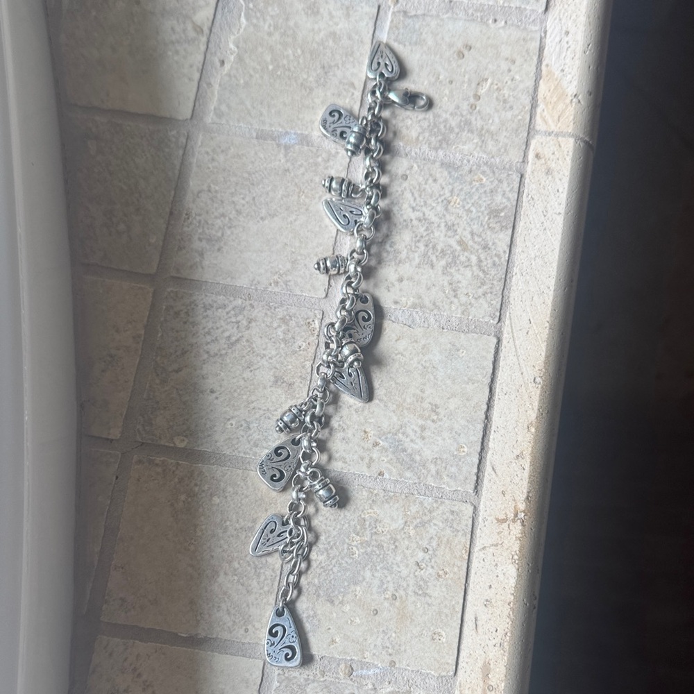 Brighton Silver Charm Bracelet with Heart Accents